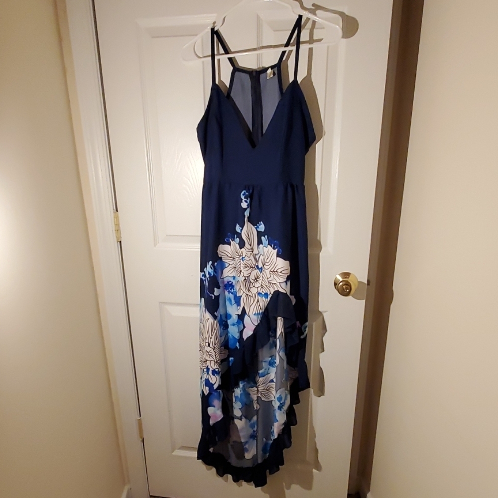 Asymmetric hem maxi dress
